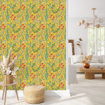 Brightly Yellow Wallpaper with Wildflowers
