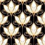 Black Wallpaper with Gold Flowers