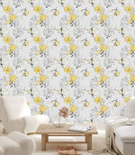 Contemporary Yellow Flowers Wallpaper Chic