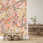 Beige Wallpaper with Wildflowers