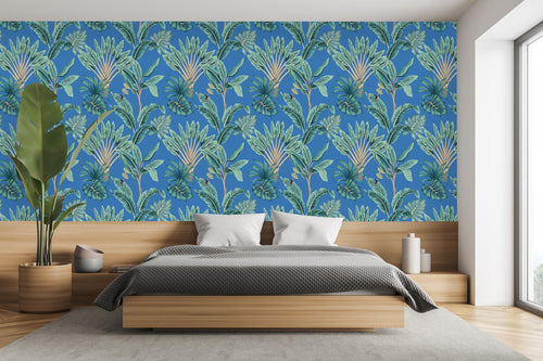 Blue Wallpaper with Palms