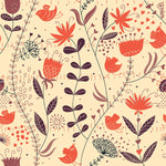 Orange Flowers and Birds Wallpaper
