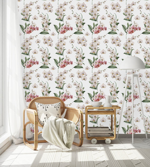 Contemporary Pink Gentle Flowers Wallpaper Smart