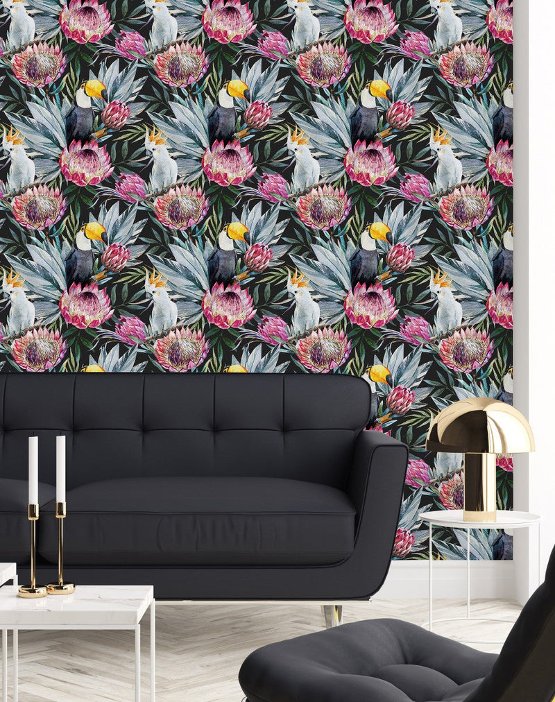 Parrots on Dark Wallpaper