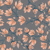 Grey Wallpaper with Beige Flowers