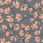 Grey Wallpaper with Beige Flowers