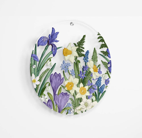 Meadow Flowers Printed Transparent Acrylic Circle