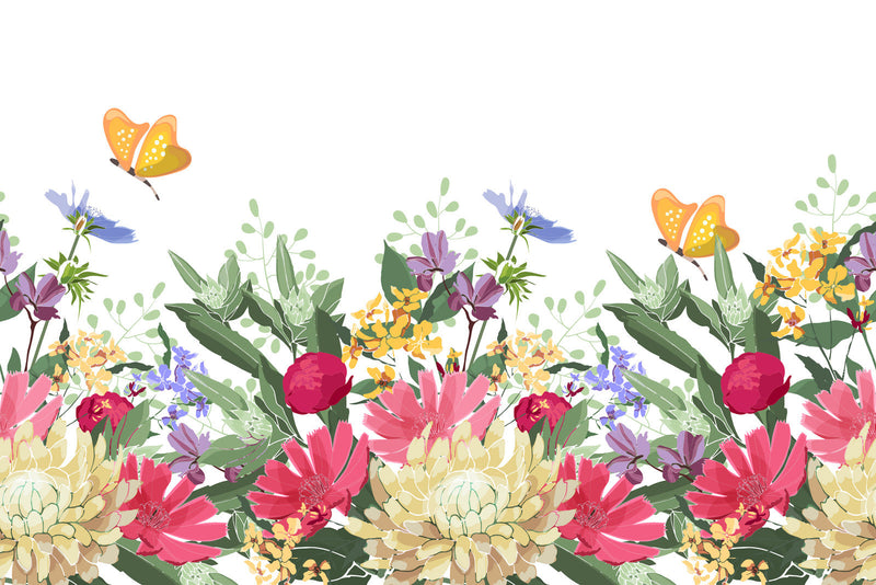 Summer Flowers and Butterflies Wallpaper