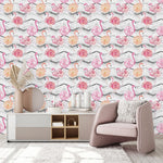 Pink Flamingos with Flowers Wallpaper