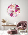 Pink Flowers Printed Transparent Acrylic Circle