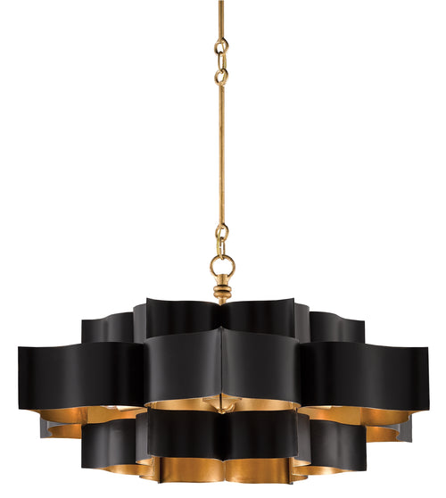 Currey and Company Grand Lotus Black Chandelier 9000-0429