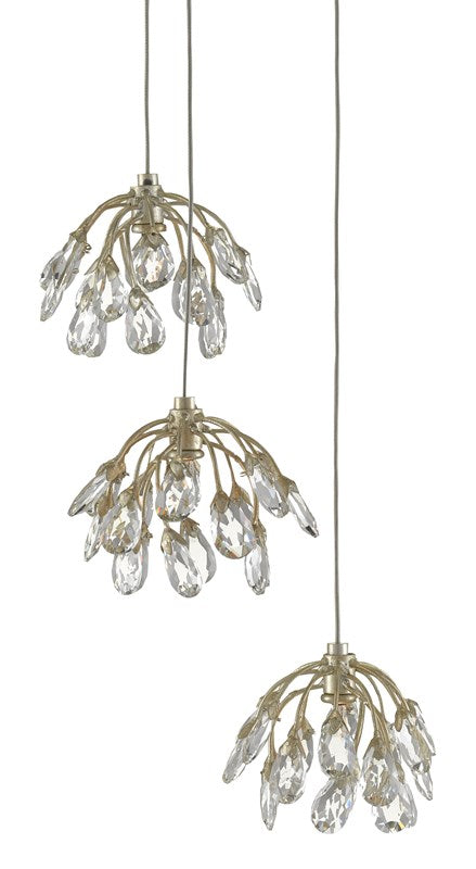 Currey and Company Crystal Bud 3-Light Multi-Drop Pendant 9000-0668