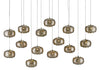 Currey and Company Pepper Rectangular 15-Light Multi-Drop Pendant 9000-0692