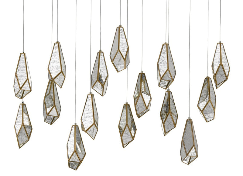 Currey and Company Glace Rectangular 15-Light Multi-Drop Pendant 9000-0706