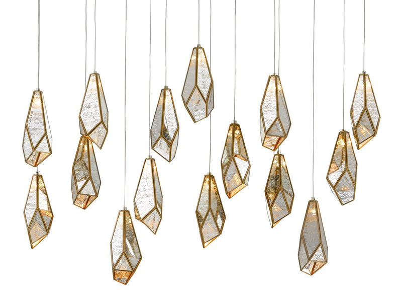 Currey and Company Glace Rectangular 15-Light Multi-Drop Pendant 9000-0706