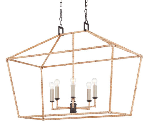 Currey and Company Denison Rattan Rectangular Lantern 9000-0874