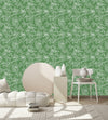Green Wallpaper with Floral Outline