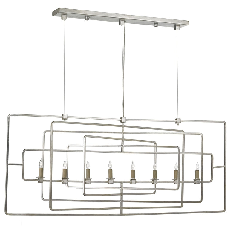 Currey and Company Metro Rectangular Chandelier Silver Leaf 9836 - LOVECUP