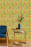 Brightly Yellow Wallpaper with Wildflowers