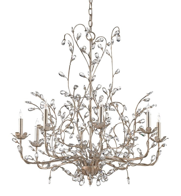 Currey and Company Crystal Bud Chandelier, Large Silver 9975