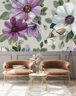 Contemporary Purple Floral Wallpaper Modern