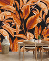 Stylish Black Wallpaper with Leaves Fashionable