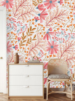 Contemporary Brightly Pink Flowers Wallpaper Chic