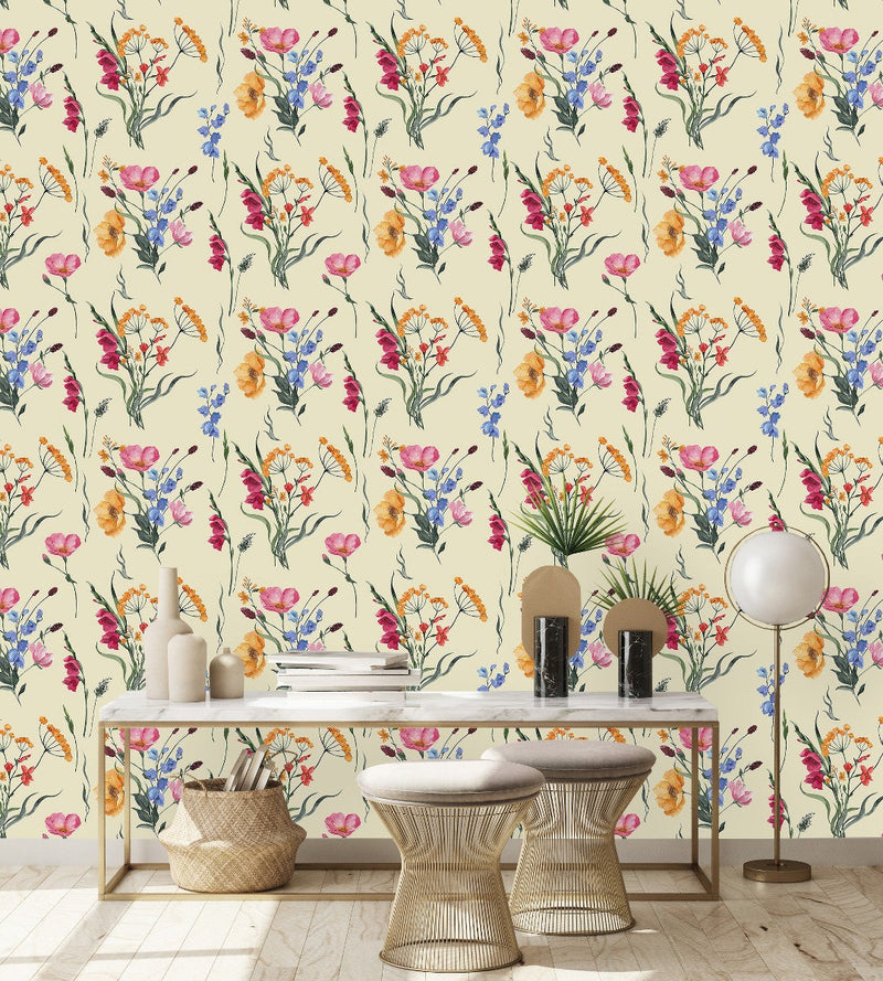 Yellow Wallpaper with Field's Flowers