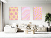Pink Style Pattern Set of 3 Prints Modern Wall Art Modern Artwork
