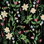 Black Wallpaper with Meadow Flowers