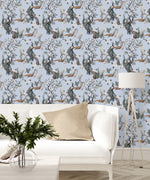 Contemporary Blue Peacocks Wallpaper Tasteful