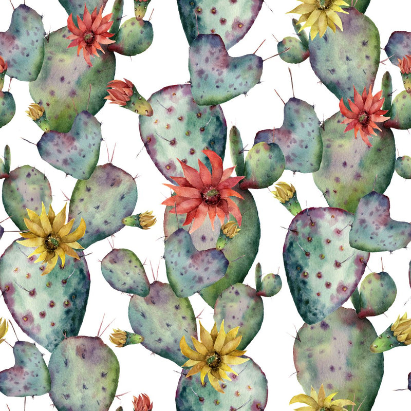 Brightly Flowers on Cactus Wallpaper