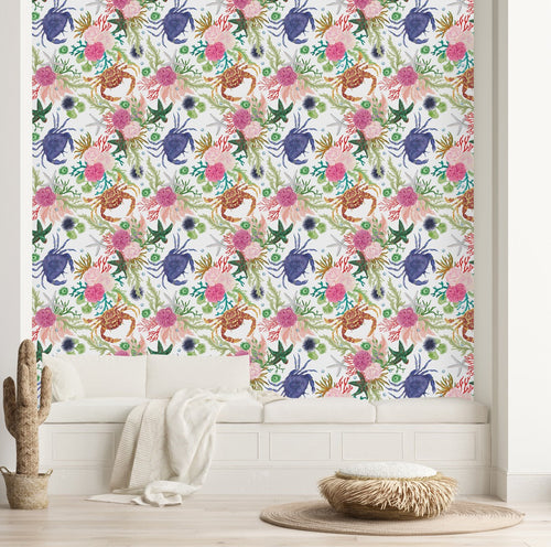 Crabs and Flowers Wallpaper