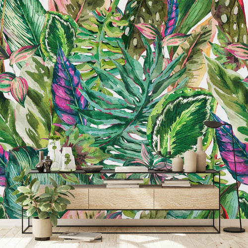 Exotic Leaves Pattern Wallpaper
