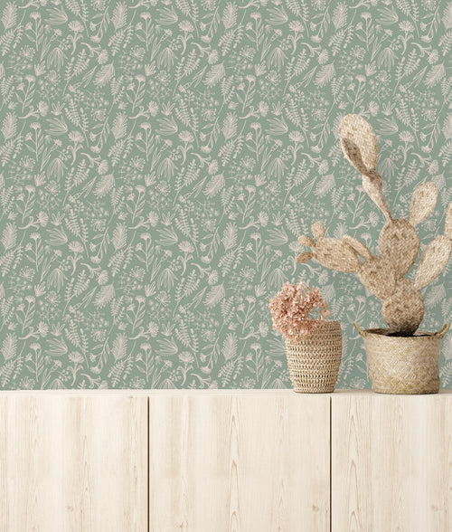 Light Green Wildflowers Wallpaper