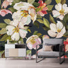 Elegant Dark Wallpaper with Gentle Flowers Tasteful