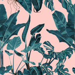 Pink Wallpaper with Large Leaves