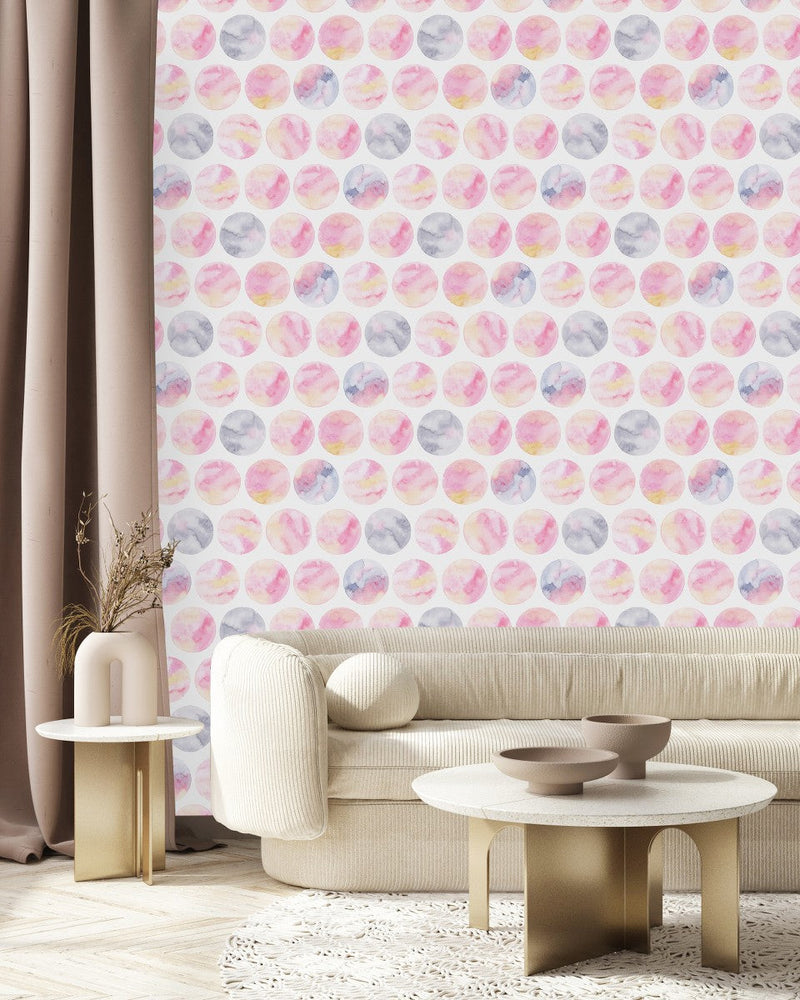 Watercolor Pink Circles Wallpaper