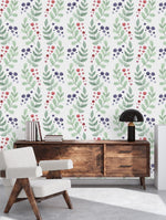 Elegant Berries and Leaves Wallpaper Fashionable