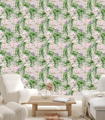 Pink Orchid with Monstera Wallpaper