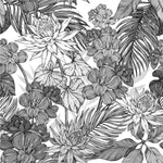 Black and White Exotic Flowers Wallpaper