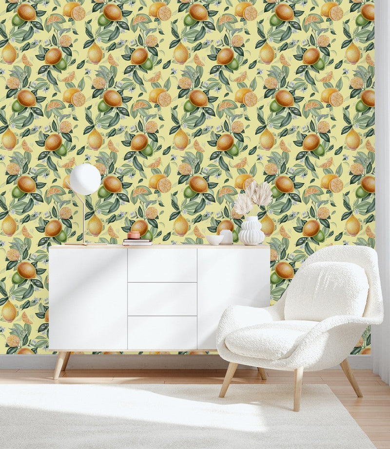 Fashionable Lemons Wallpaper Tasteful