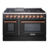 Akicon 48" Slide-in Freestanding Professional Style Gas Range with 6.7 Cu. Ft. Oven, 8 Burners, Convection Fan, Cast Iron Grates. Black & Gold