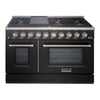 Akicon 48" Slide-in Freestanding Professional Style Gas Range with 6.7 Cu. Ft. Oven, 8 Burners, Convection Fan, Cast Iron Grates. Black & Gold