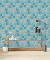 Blue Floral Wallpaper with Berries