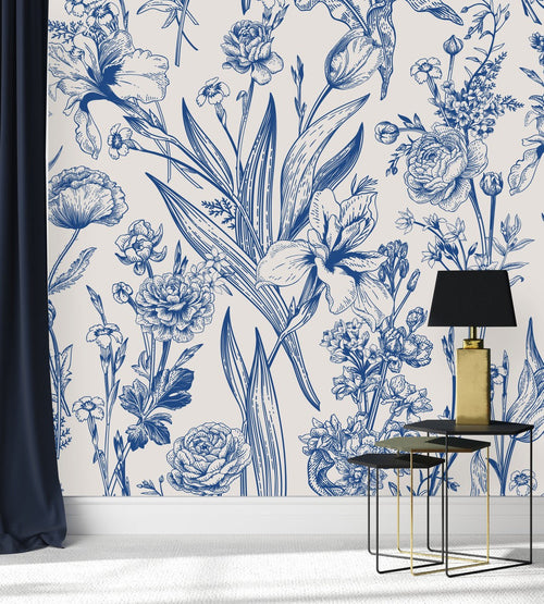 Blue Floral Wallpaper