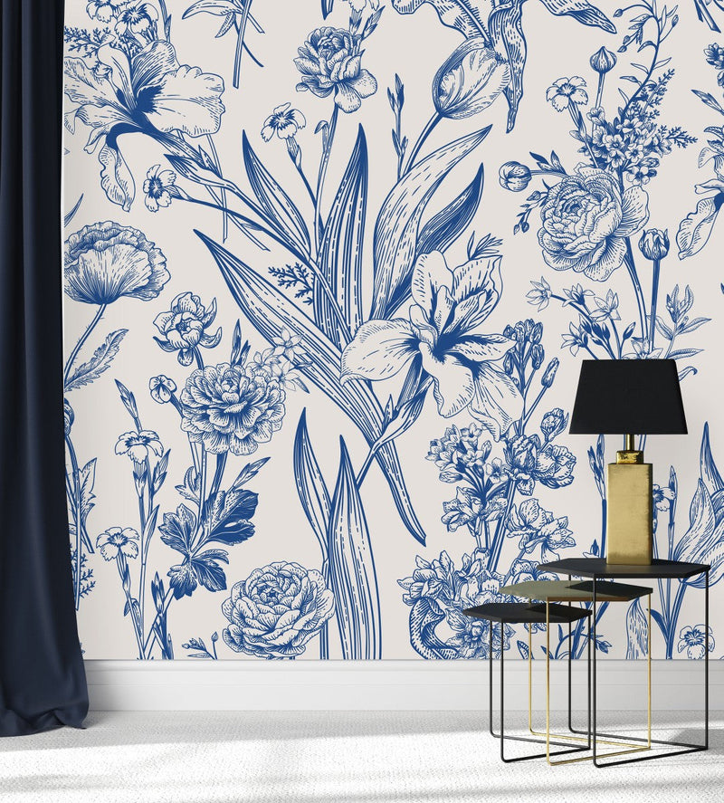 Blue Floral Wallpaper