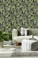 Stylish Dark Wallpaper with Leaves Smart