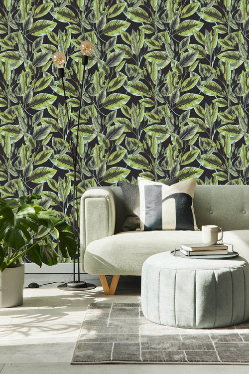 Stylish Dark Wallpaper with Leaves Smart