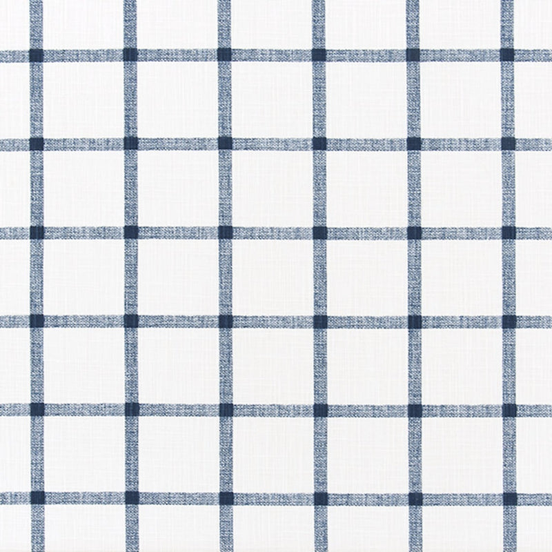 Gathered Bedskirt in Aaron Italian Denim Blue Windowpane Plaid